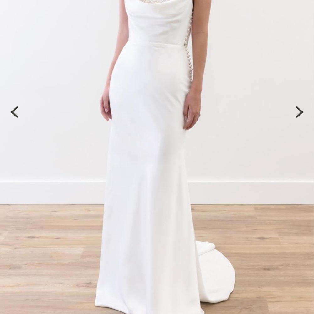 WATTERS GARANCE COWN-NECK SATIN SHEATH WEDDING GOWN